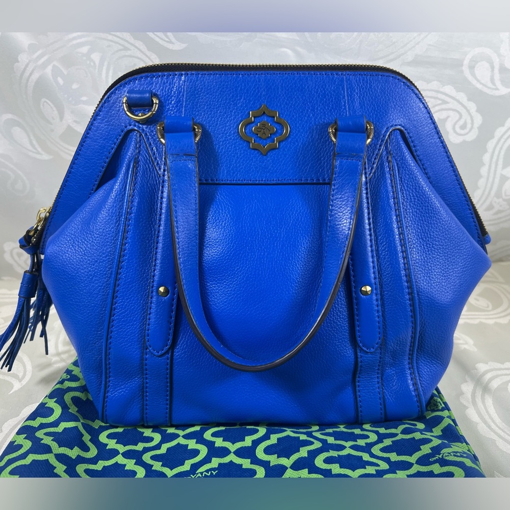 orYANY Vibrant Blue Satchel with Gold Details
